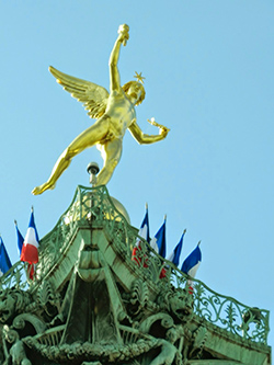 Gilded figure on top of Bastille Column