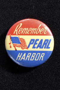 A lapel pin on display at the National Museum of American History. Photo courtesy of the museum.