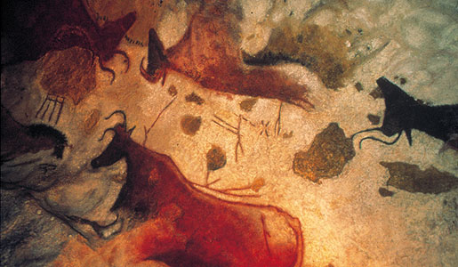 Horses, stags, and bulls adorn the caves at Lascaux, France.