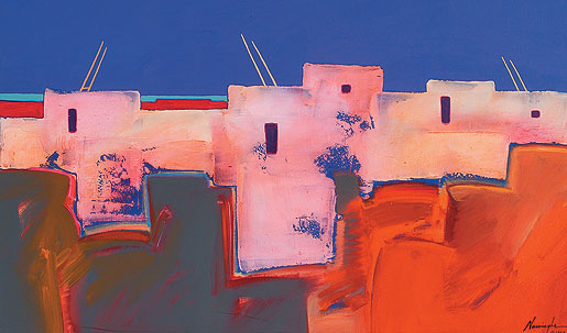 Pueblo at Dusk by Dan Namingha, 1987 Courtesy of the National Museum of the American Indian